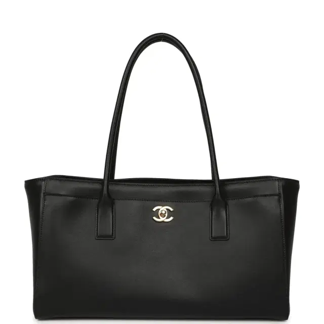 Chanel Chanel Small Cerf Shopping Bag Black Calfskin Gold Hardware