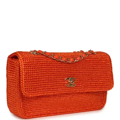 Chanel Chanel Small Coco Beach Small Flap Bag Orange Braided Raffia Gold Hardware | Thumbnail 2 Chanel Chanel Small Coco Beach Small Flap Bag Orange Braided Raffia Gold Hardware | Thumbnail 2