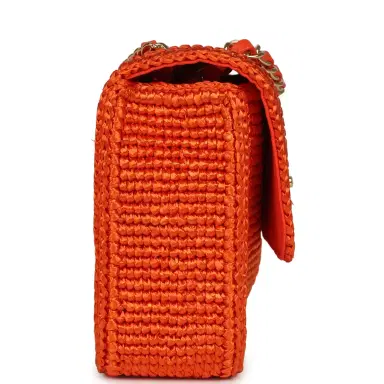 Chanel Chanel Small Coco Beach Small Flap Bag Orange Braided Raffia Gold Hardware | Thumbnail 3 Chanel Chanel Small Coco Beach Small Flap Bag Orange Braided Raffia Gold Hardware | Thumbnail 3
