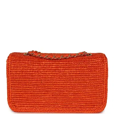 Chanel Chanel Small Coco Beach Small Flap Bag Orange Braided Raffia Gold Hardware | Thumbnail 4 Chanel Chanel Small Coco Beach Small Flap Bag Orange Braided Raffia Gold Hardware | Thumbnail 4
