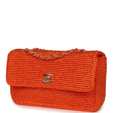 Chanel Chanel Small Coco Beach Small Flap Bag Orange Braided Raffia Gold Hardware | Thumbnail 5 Chanel Chanel Small Coco Beach Small Flap Bag Orange Braided Raffia Gold Hardware | Thumbnail 5