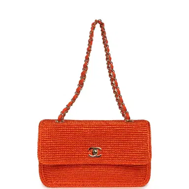 Chanel Chanel Small Coco Beach Small Flap Bag Orange Braided Raffia Gold Hardware | Thumbnail 7 Chanel Chanel Small Coco Beach Small Flap Bag Orange Braided Raffia Gold Hardware | Thumbnail 7