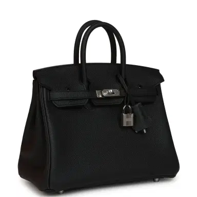 HERMÈS Hermes Birkin 25 Black Togo Palladium Hardware | Thumbnail 2