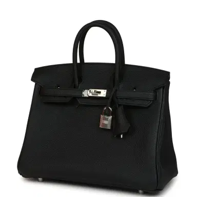 HERMÈS Hermes Birkin 25 Black Togo Palladium Hardware | Thumbnail 5
