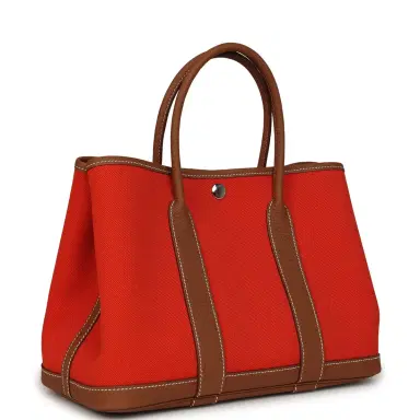HERMÈS Hermes Garden Party 30 Orange Mécano Toile Officier Canvas and Gold Negonda Palladium Hardware | Thumbnail 2 HERMÈS Hermes Garden Party 30 Orange Mécano Toile Officier Canvas and Gold Negonda Palladium Hardware | Thumbnail 2