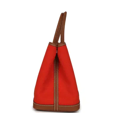 HERMÈS Hermes Garden Party 30 Orange Mécano Toile Officier Canvas and Gold Negonda Palladium Hardware | Thumbnail 3 HERMÈS Hermes Garden Party 30 Orange Mécano Toile Officier Canvas and Gold Negonda Palladium Hardware | Thumbnail 3