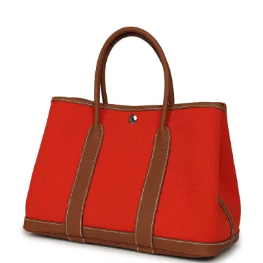 HERMÈS Hermes Garden Party 30 Orange Mécano Toile Officier Canvas and Gold Negonda Palladium Hardware | Thumbnail 5 HERMÈS Hermes Garden Party 30 Orange Mécano Toile Officier Canvas and Gold Negonda Palladium Hardware | Thumbnail 5