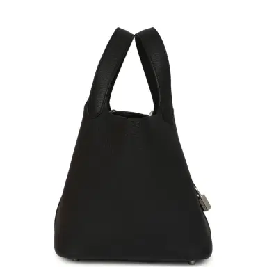 HERMÈS Hermes Picotin Lock 18 Black Clemence Palladium Hardware | Thumbnail 3 HERMÈS Hermes Picotin Lock 18 Black Clemence Palladium Hardware | Thumbnail 3