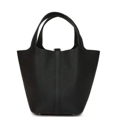 HERMÈS Hermes Picotin Lock 18 Black Clemence Palladium Hardware | Thumbnail 4 HERMÈS Hermes Picotin Lock 18 Black Clemence Palladium Hardware | Thumbnail 4