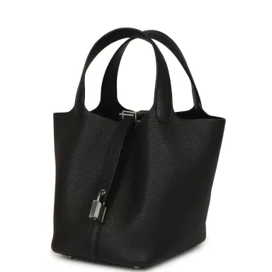 HERMÈS Hermes Picotin Lock 18 Black Clemence Palladium Hardware | Thumbnail 5 HERMÈS Hermes Picotin Lock 18 Black Clemence Palladium Hardware | Thumbnail 5