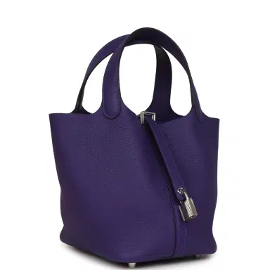 HERMÈS Hermes Picotin Lock 18 Purple Clemence Palladium Hardware | Thumbnail 2 HERMÈS Hermes Picotin Lock 18 Purple Clemence Palladium Hardware | Thumbnail 2