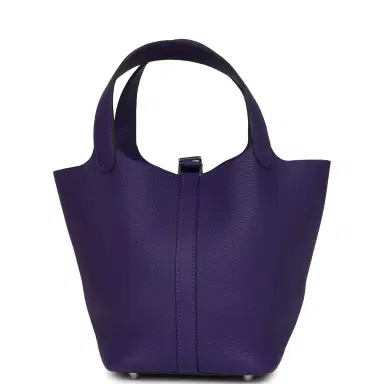 HERMÈS Hermes Picotin Lock 18 Purple Clemence Palladium Hardware | Thumbnail 4 HERMÈS Hermes Picotin Lock 18 Purple Clemence Palladium Hardware | Thumbnail 4