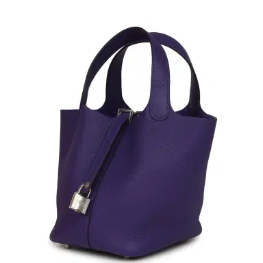 HERMÈS Hermes Picotin Lock 18 Purple Clemence Palladium Hardware | Thumbnail 5 HERMÈS Hermes Picotin Lock 18 Purple Clemence Palladium Hardware | Thumbnail 5