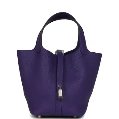 HERMÈS Hermes Picotin Lock 18 Purple Clemence Palladium Hardware | Thumbnail 1 HERMÈS Hermes Picotin Lock 18 Purple Clemence Palladium Hardware | Thumbnail 1