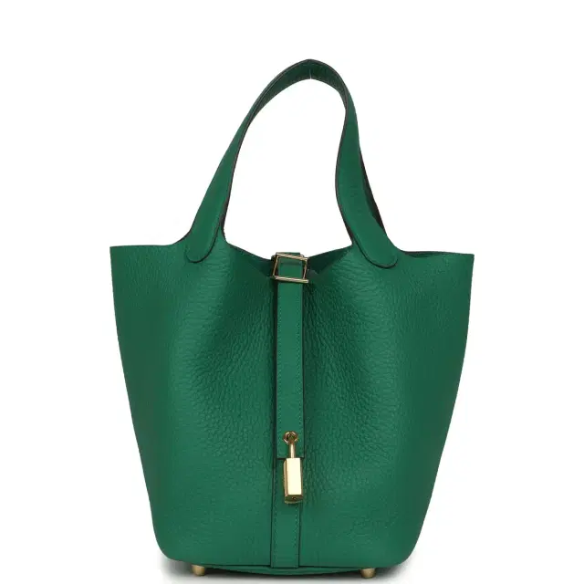hermes Hermes Picotin Lock 18 Vert Moyen Clemence Gold Hardware