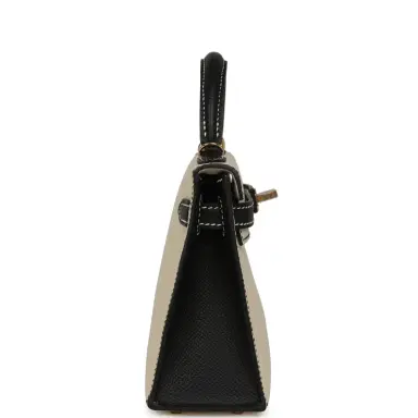 HERMÈS Hermes Special Order (HSS) Kelly Sellier 20 Craie and Black Epsom Permabrass Hardware | Thumbnail 3
