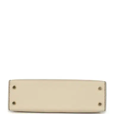 HERMÈS Hermes Special Order (HSS) Kelly Sellier 20 Craie and Black Epsom Permabrass Hardware | Thumbnail 6