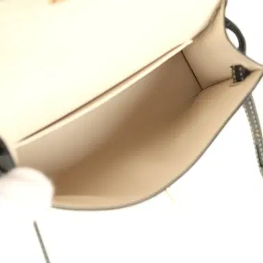 HERMÈS Hermes Special Order (HSS) Kelly Sellier 20 Craie and Black Epsom Permabrass Hardware | Thumbnail 8