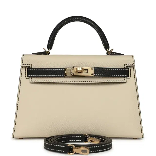 hermes Hermes Special Order (HSS) Kelly Sellier 20 Craie and Black Epsom Permabrass Hardware