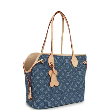 Louis Vuitton Louis Vuitton Neverwoof MM Blue Denim Monogram Gold Hardware | Thumbnail 2 Louis Vuitton Louis Vuitton Neverwoof MM Blue Denim Monogram Gold Hardware | Thumbnail 2