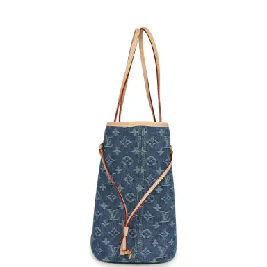 Louis Vuitton Louis Vuitton Neverwoof MM Blue Denim Monogram Gold Hardware | Thumbnail 3 Louis Vuitton Louis Vuitton Neverwoof MM Blue Denim Monogram Gold Hardware | Thumbnail 3