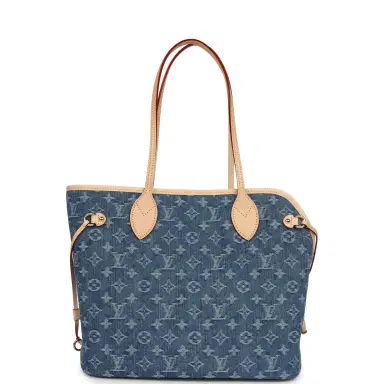 Louis Vuitton Louis Vuitton Neverwoof MM Blue Denim Monogram Gold Hardware | Thumbnail 4 Louis Vuitton Louis Vuitton Neverwoof MM Blue Denim Monogram Gold Hardware | Thumbnail 4