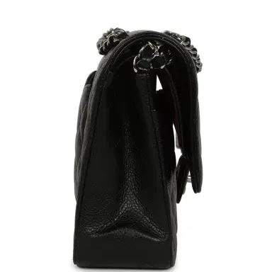 Chanel Pre-owned Chanel Medium Classic Double Flap Black Caviar Silver Hardware | Thumbnail 3