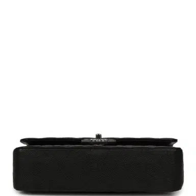 Chanel Pre-owned Chanel Medium Classic Double Flap Black Caviar Silver Hardware | Thumbnail 6