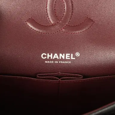 Chanel Pre-owned Chanel Medium Classic Double Flap Black Caviar Silver Hardware | Thumbnail 8