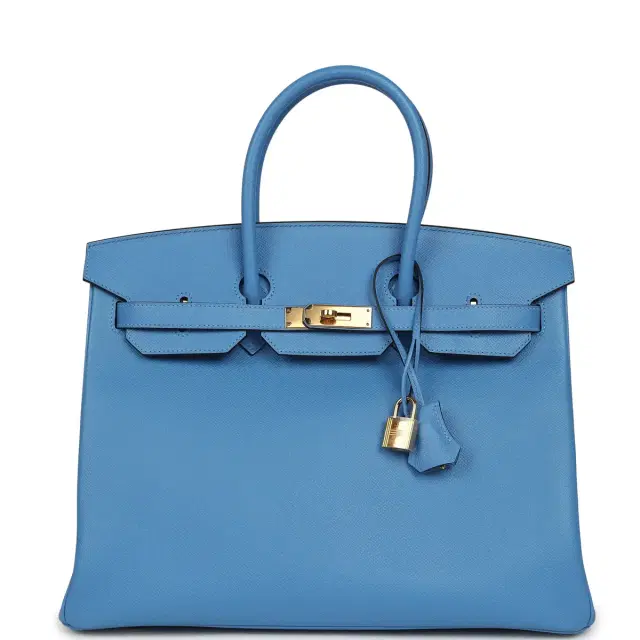 hermes Pre-owned Hermes Birkin 35 Bleu Paradise Epsom Gold Hardware