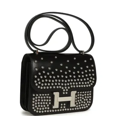 HERMÈS Pre-owned Hermes Constance 18 Clouté Black Box Palladium Hardware | Thumbnail 2