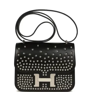 HERMÈS Pre-owned Hermes Constance 18 Clouté Black Box Palladium Hardware | Thumbnail 1