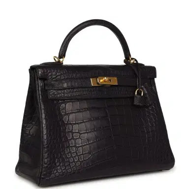 HERMÈS Pre-owned Hermes Kelly Retourne 32 Aubergine Matte Alligator Gold Hardware | Thumbnail 2