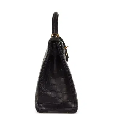 HERMÈS Pre-owned Hermes Kelly Retourne 32 Aubergine Matte Alligator Gold Hardware | Thumbnail 3