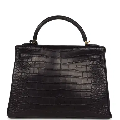 HERMÈS Pre-owned Hermes Kelly Retourne 32 Aubergine Matte Alligator Gold Hardware | Thumbnail 4