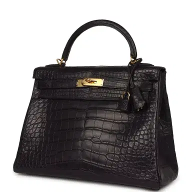 HERMÈS Pre-owned Hermes Kelly Retourne 32 Aubergine Matte Alligator Gold Hardware | Thumbnail 5