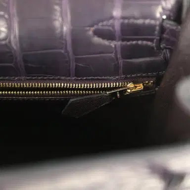 HERMÈS Pre-owned Hermes Kelly Retourne 32 Aubergine Matte Alligator Gold Hardware | Thumbnail 9