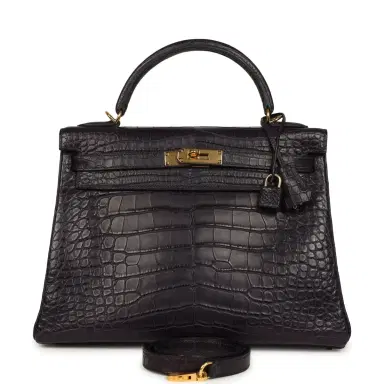 HERMÈS Pre-owned Hermes Kelly Retourne 32 Aubergine Matte Alligator Gold Hardware | Thumbnail 1