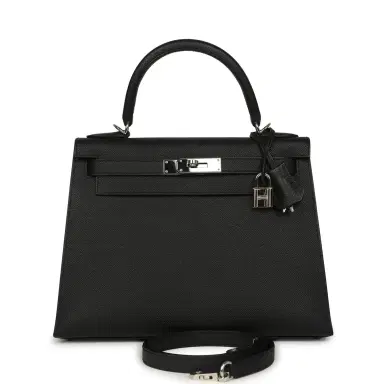 HERMÈS Pre-owned Hermes Kelly Sellier 28 Black Epsom Palladium Hardware | Thumbnail 1 HERMÈS Pre-owned Hermes Kelly Sellier 28 Black Epsom Palladium Hardware | Thumbnail 1