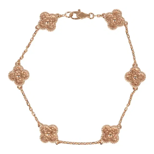 Van Cleef & Arpels Pre-owned Van Cleef & Arpels Sweet Alhambra 6 Motif Bracelet Guilloché 18K Rose Gold