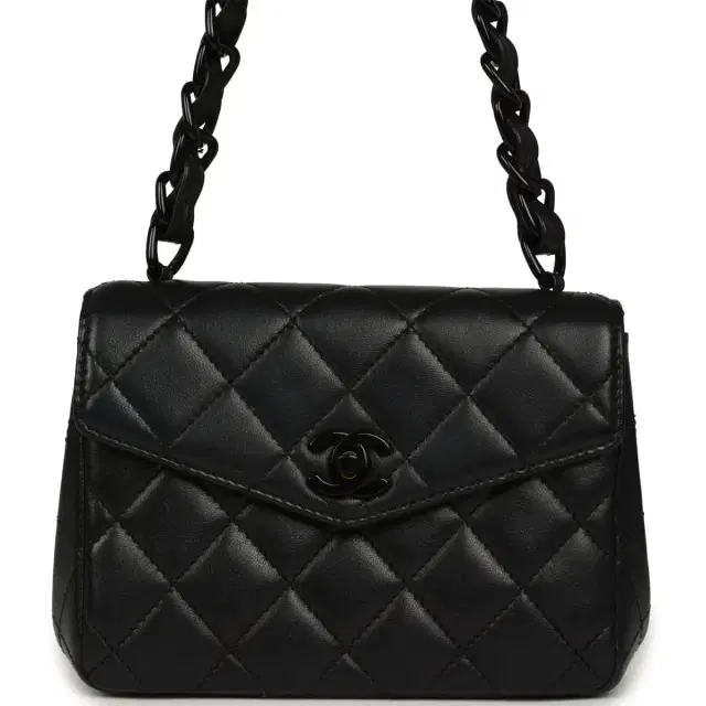 Chanel Vintage Chanel Mini Envelope Flap Bag Black Lambskin Black Hardware