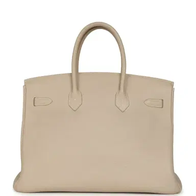 HERMÈS Vintage Hermes Birkin 35 Beige Rose Clemence Palladium Hardware | Thumbnail 4