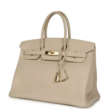 HERMÈS Vintage Hermes Birkin 35 Beige Rose Clemence Palladium Hardware | Thumbnail 5