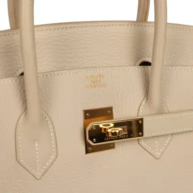 HERMÈS Vintage Hermes Birkin 35 Beige Rose Clemence Palladium Hardware | Thumbnail 7