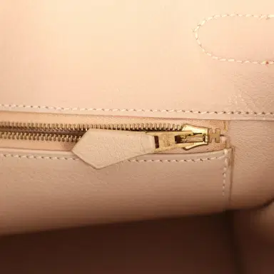 HERMÈS Vintage Hermes Birkin 35 Beige Rose Clemence Palladium Hardware | Thumbnail 9