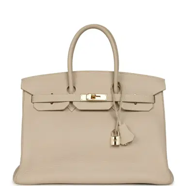 HERMÈS Vintage Hermes Birkin 35 Beige Rose Clemence Palladium Hardware | Thumbnail 1