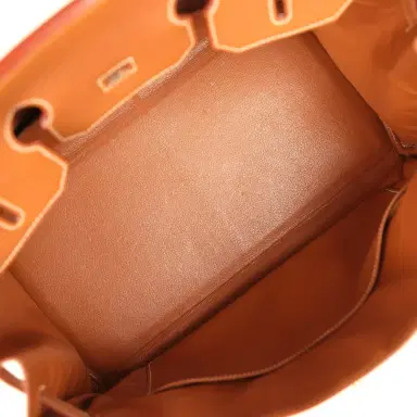 HERMÈS Vintage Hermes Birkin 35 Gold Courchevel and Gold-Ecru Toile H Canvas Gold Hardware | Thumbnail 8 HERMÈS Vintage Hermes Birkin 35 Gold Courchevel and Gold-Ecru Toile H Canvas Gold Hardware | Thumbnail 8