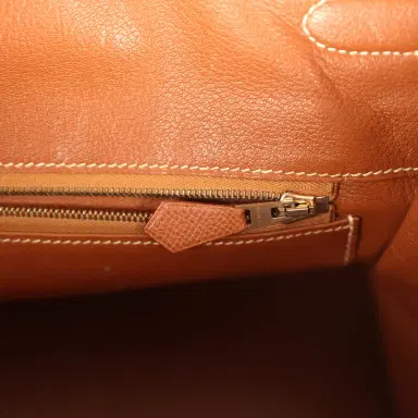 HERMÈS Vintage Hermes Birkin 35 Gold Courchevel and Gold-Ecru Toile H Canvas Gold Hardware | Thumbnail 9 HERMÈS Vintage Hermes Birkin 35 Gold Courchevel and Gold-Ecru Toile H Canvas Gold Hardware | Thumbnail 9
