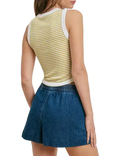 Favorite Daughter Women's The Foundation Striped Tank - Golden White Strip - Size XL | Thumbnail 6