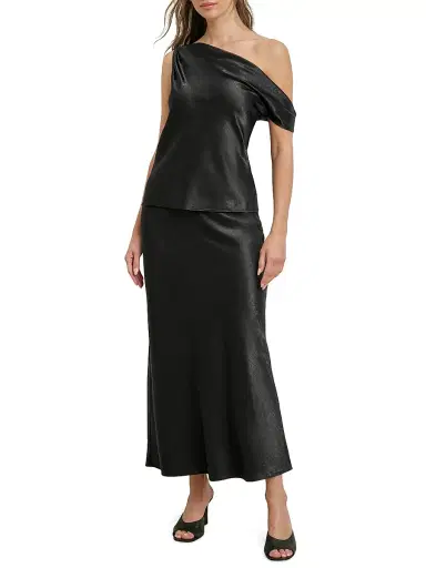 Favorite Daughter Women's The Favorite Hammered Satin Midi-Skirt - Black - Size Large | Thumbnail 2 Favorite Daughter Women's The Favorite Hammered Satin Midi-Skirt - Black - Size Large | Thumbnail 2